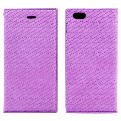 iPhone 6s 6 Slim Check Magnetic Flip Leather Wallet Case (Purple)